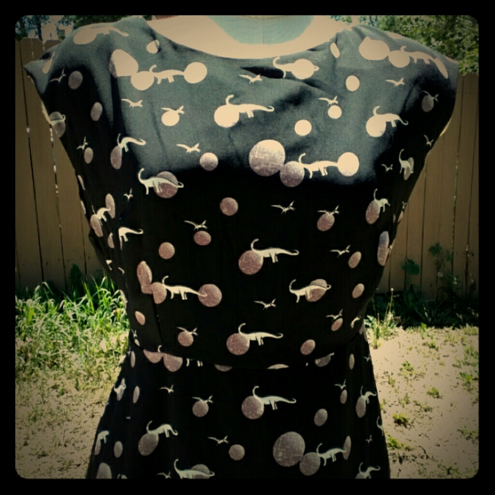 Awesome Dinosaur Black Dress XL